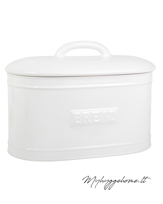 Balta keramikinė duoninė su dangčiu - Myhyggehome.lt