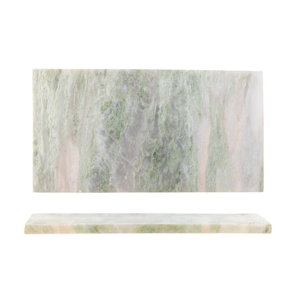 Žalia marmuro pjaustymo lenta „Keika“ – viršutinis ir šoninis vaizdas, natūralaus akmens raštas.